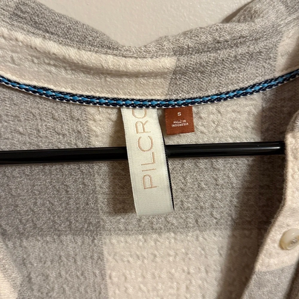 Anthropologie Pilcro Women's Plaid Button Front Textured Gauzy Long Sleeve Shirt